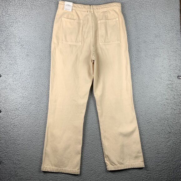 zara high waist wide leg pants Women’s XL (32 Waist)‎ cream 8197/215 New Office - Picture 4 of 16